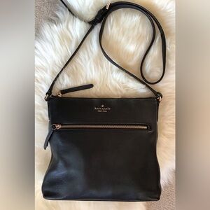 Kate Spade Black Leather Crossbody Shoulder Bag Minimalist Classic